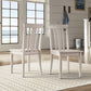 Oak Wood Finish 48-inch Rectangle Dining Set - Antique White Finish, Slat Back Chairs