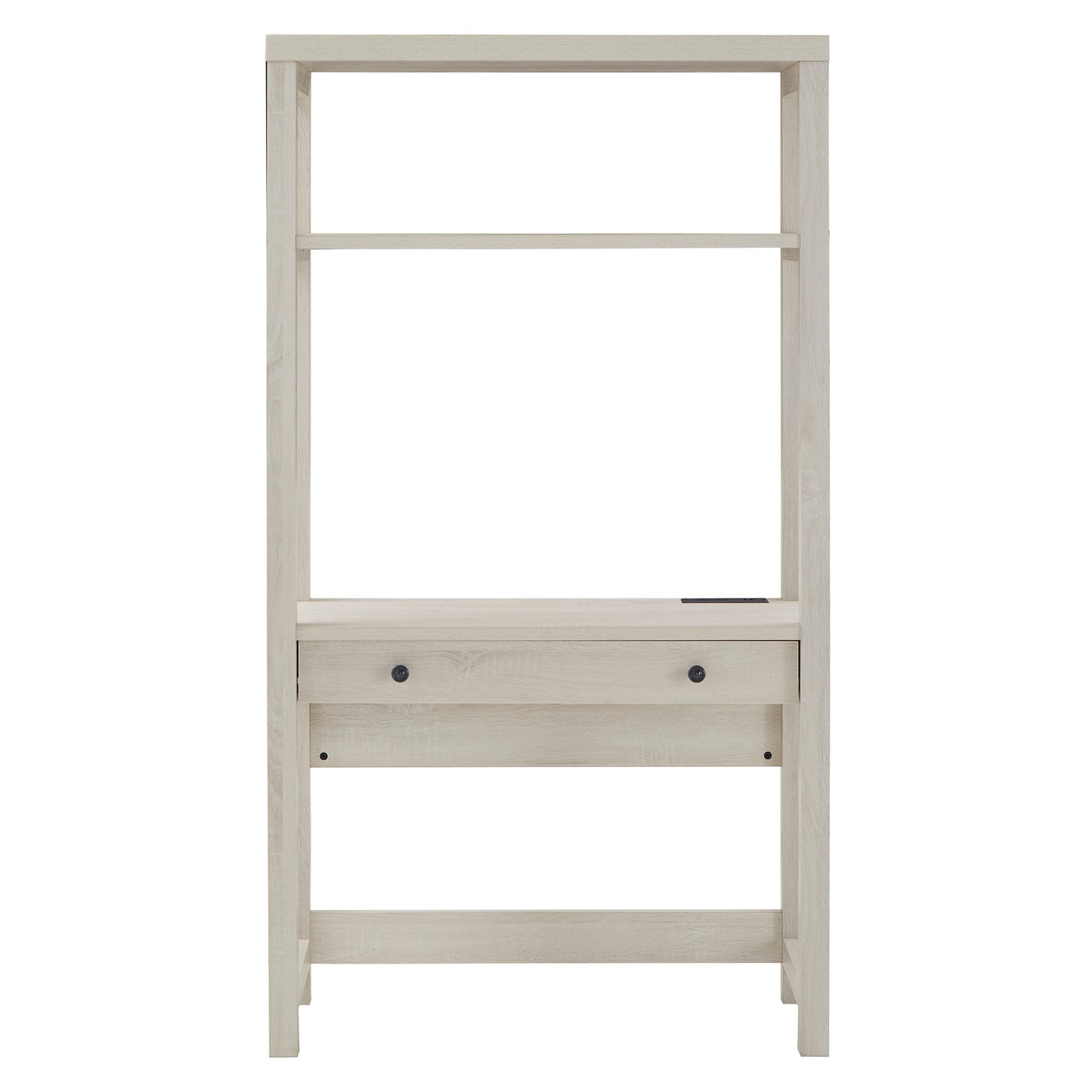 38 in. Wall Bookshelf with Desk and USB Charger - Antique White Finish