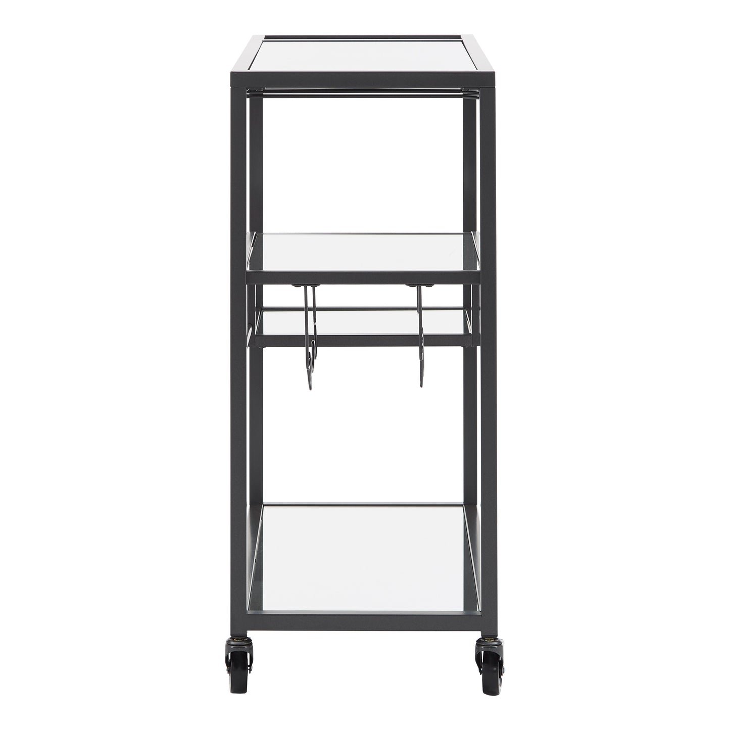Glass Top Metal Bar Cart - Dark Grey Metallic