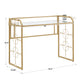 Octagon Pattern Gold Metal and Glass Desk