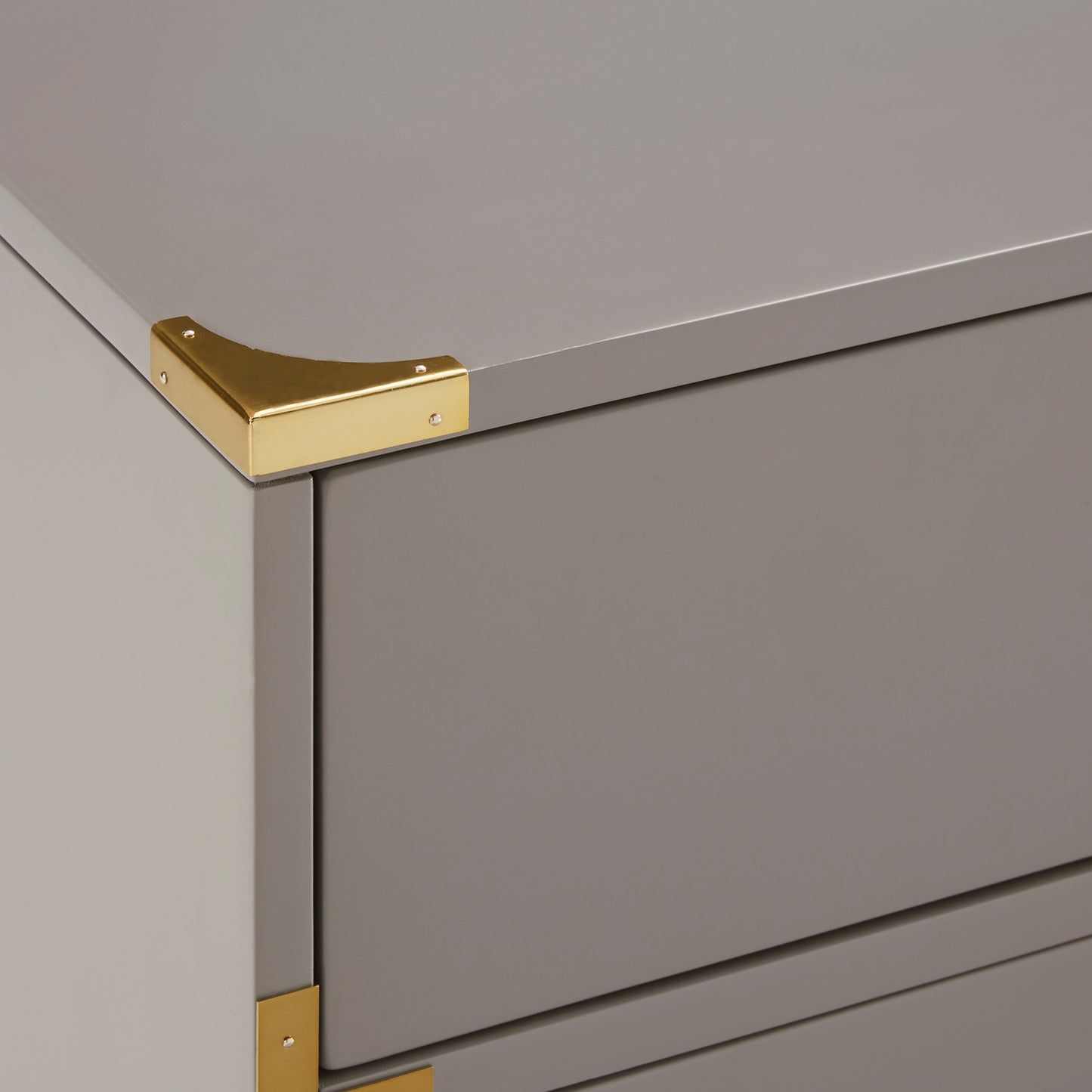 3-Drawer Gold Accent Nightstand - Frost Grey