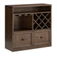 Dark Oak Finish Wood Cabinet - With Wine Rack