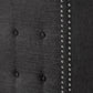 Tufted Linen Wingback Bed - Dark Grey Linen, King