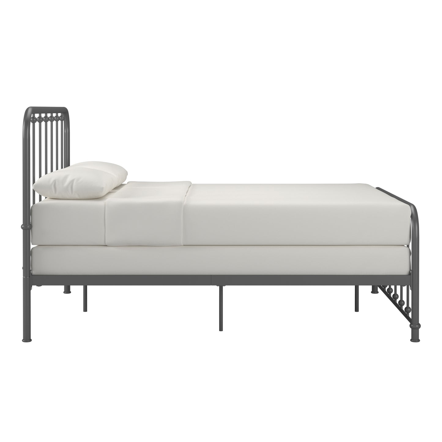 Beaded Spindle Metal Platform Bed - Frost Grey, Full Size (Full Size)
