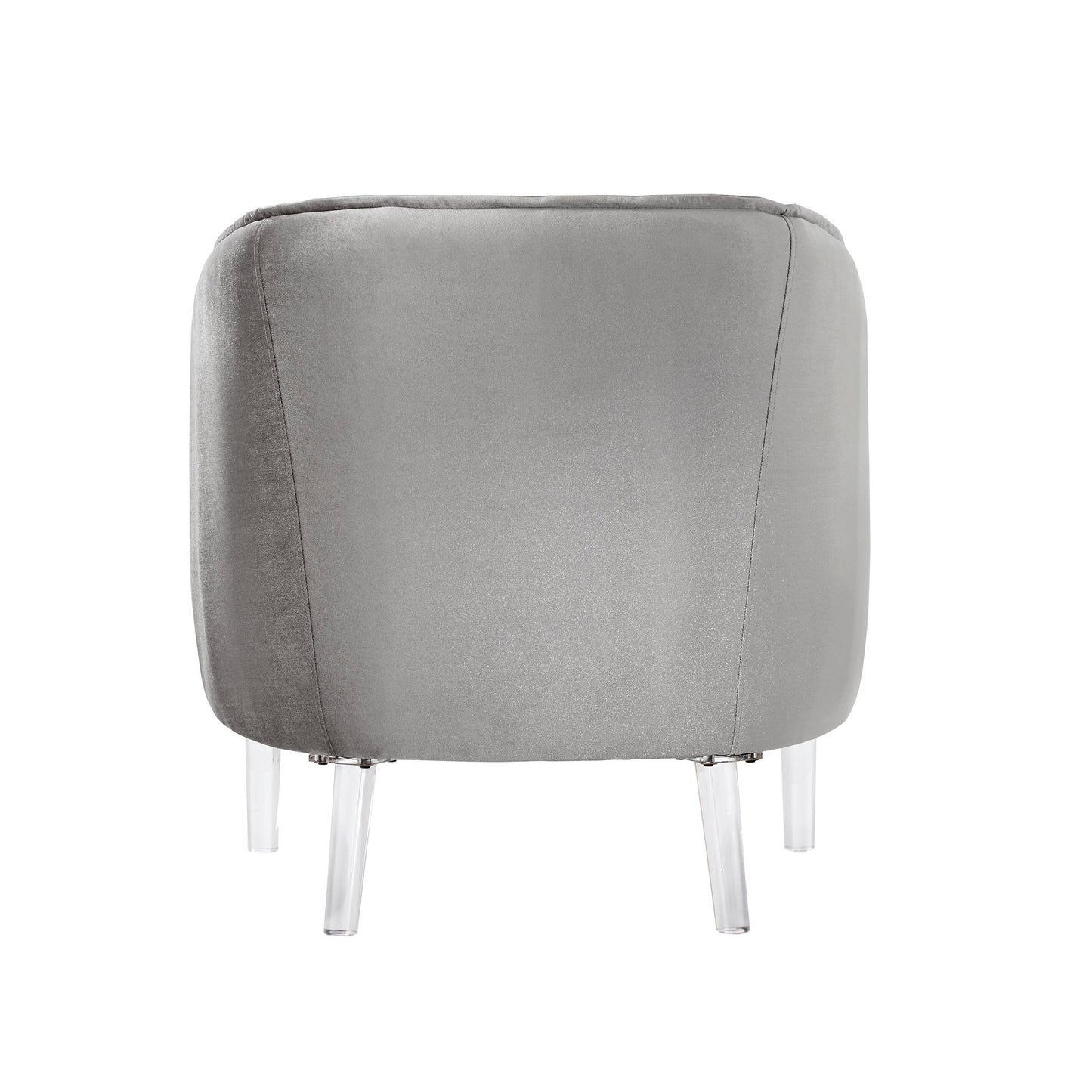 Velvet Barrel Back Acrylic Leg Accent Chair - Silver Velvet