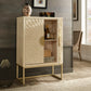32" Wide 2-Door Accent Cabinet - Antique White, Gold Finish