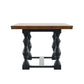 78-inch Oak Top Dining Table with Turned Leg Trestle Base - Oak Top with Dark Denim Base
