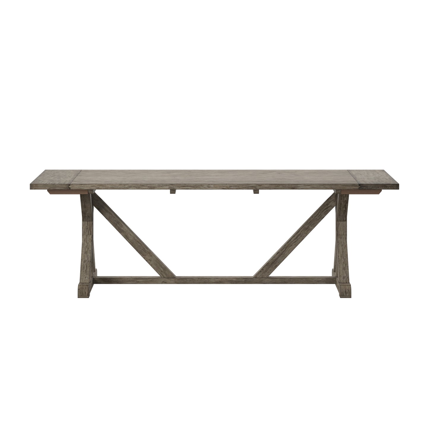 Rustic Reclaimed Wood Rectangular Trestle Base Table - Antique Grey Oak Finish