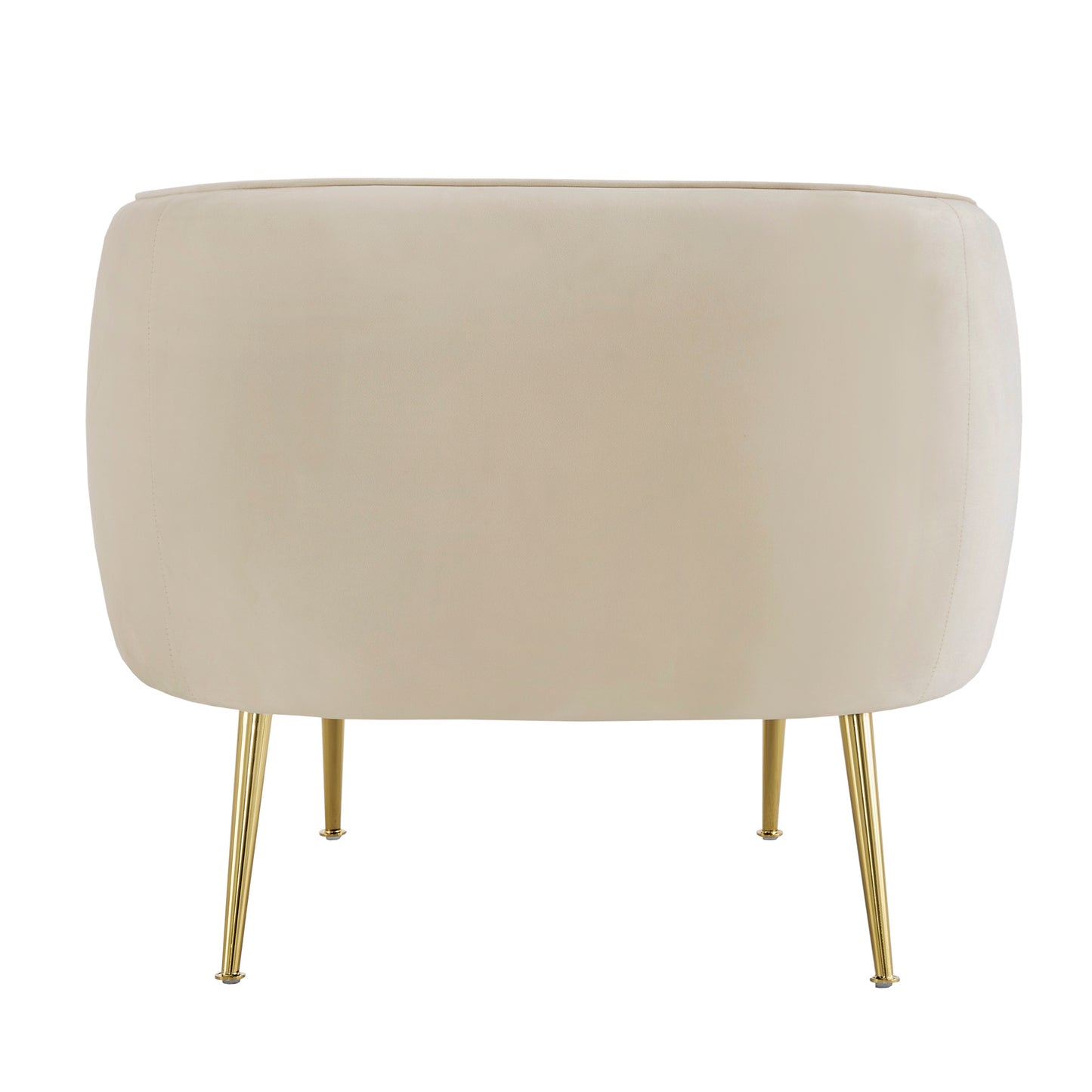 Brass Finish Velvet Upholstered Accent Chair - Beige