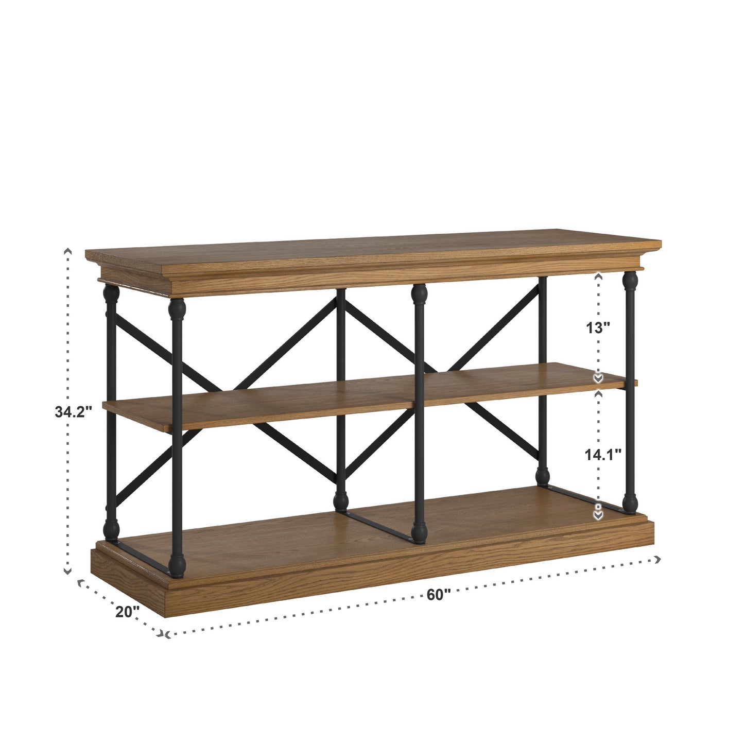 Cornice Iron and Wood Entryway Console Table - Brown Finish