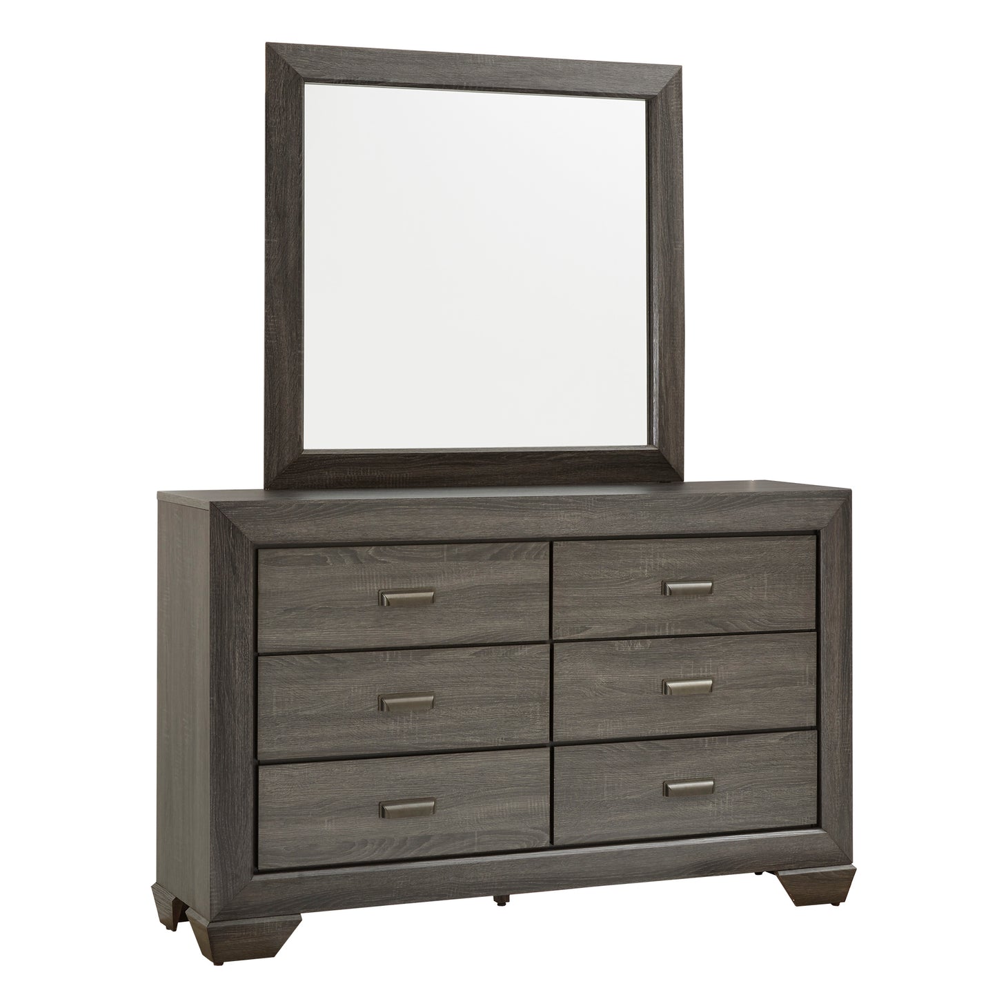 Grey Panel 6-Drawer Dresser - Dresser and Mirror - Dresser and Mirror
