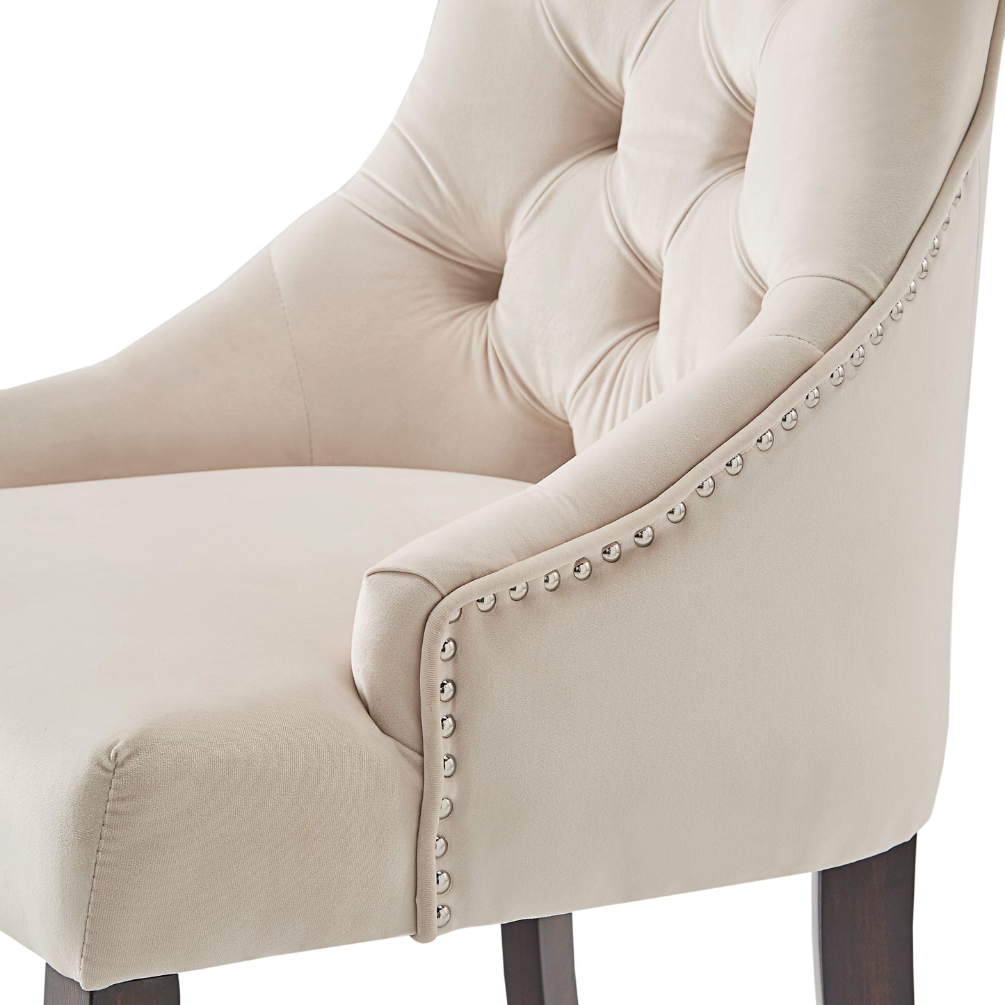Velvet Button Tufted Wingback Dining Chairs (Set of 2) - Beige Velvet