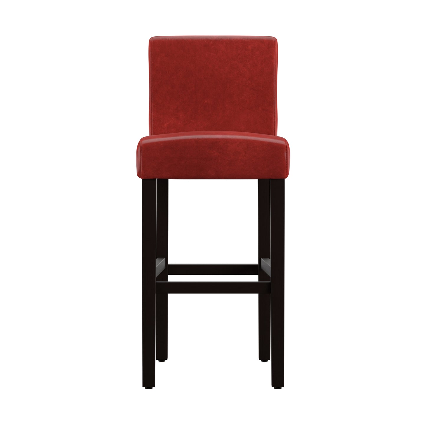 Faux Leather High Back Stools (Set of 2) - Red Vinyl, 30" Bar Height