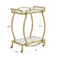 Metal Bar Cart with Clear Tempered Glass - Gold Finish