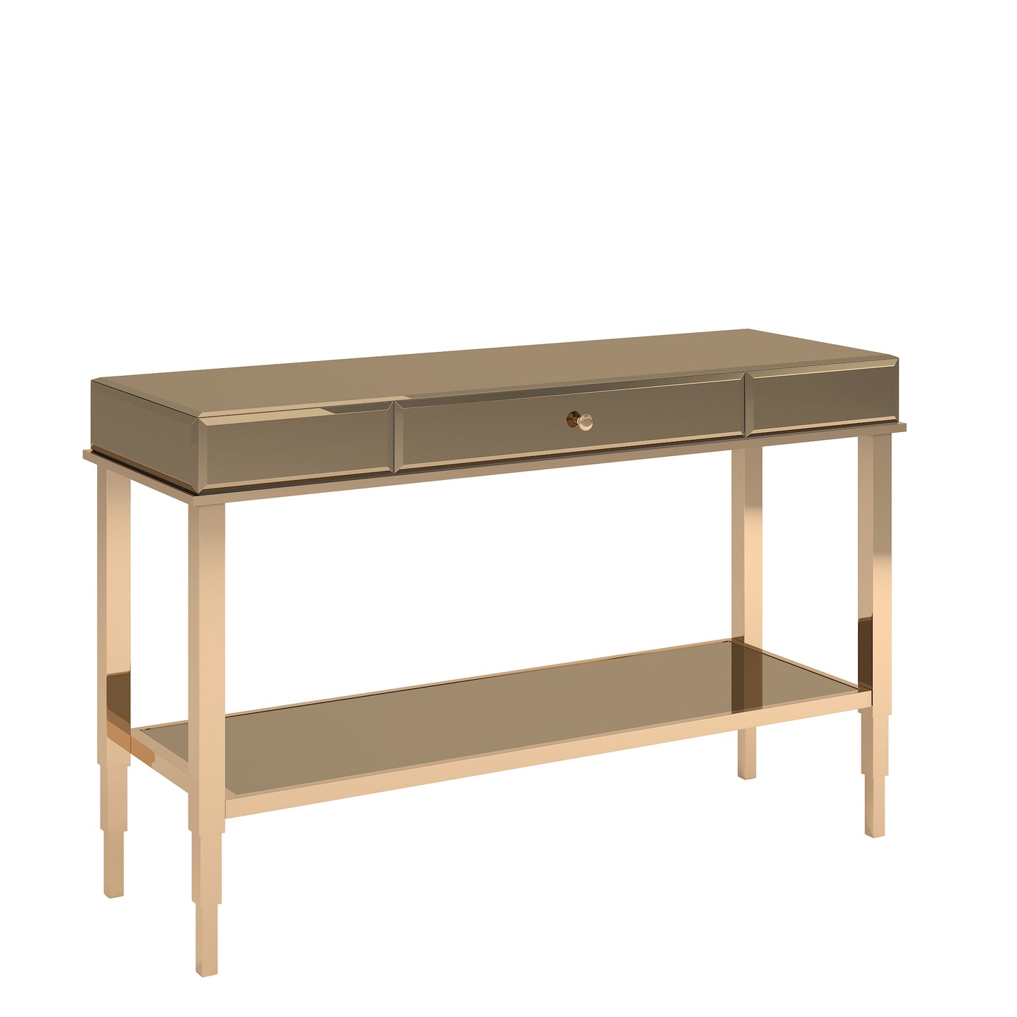 Mirrored 1-Drawer TV Stand - Champagne Gold