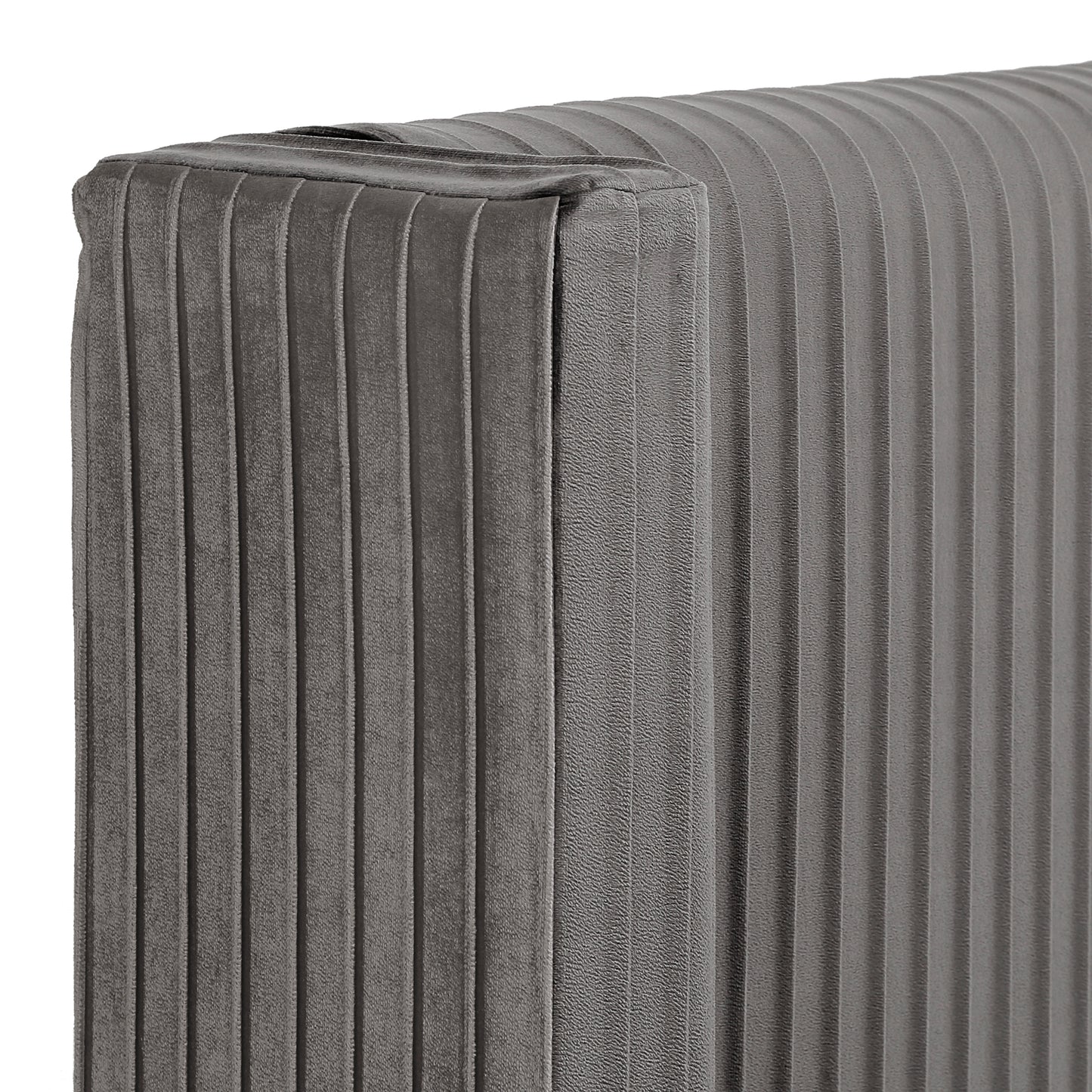 Pleated Velvet Wingback Bed - Grey, King (King Size)