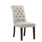 Tufted Rolled Back Parsons Chairs (Set of 2) - Espresso Finish, Beige Velvet