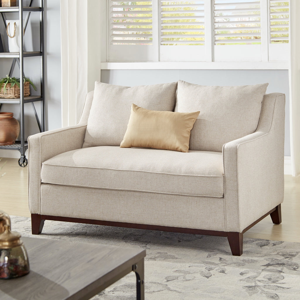 Fabric Loveseat with Down Feather Cushions - Oatmeal