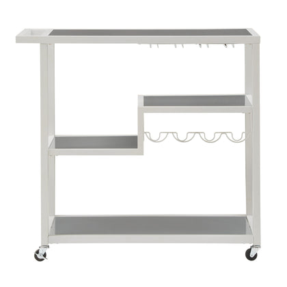 Glass Top Metal Bar Cart - White