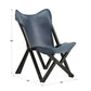 Genuine Top Grain Leather Tripolina Sling Chair - Black Frame, Blue Leather