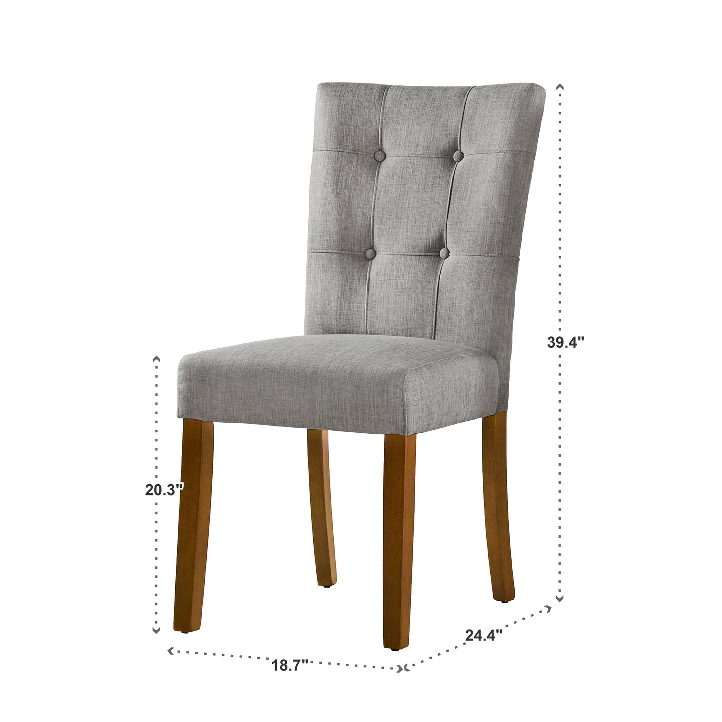 Cherry Finish Upholstered Dining Chairs (Set of 2) - Grey Linen