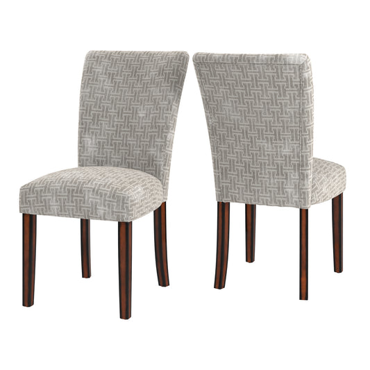 Print Parsons Dining Side Chairs (Set of 2) - Espresso Finish, Grey Bracket Chain Print Fabric