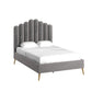 Local Pickup Only - Art Deco Velvet Upholstered Platform Bed - Grey, Full