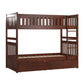 Dark Cherry Finish Kids' Bunk Bed - Twin over Twin, Bunk Bed with Storage Drawers