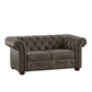 Tufted Chesterfield Loveseat - Brown Polished Microfiber