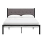 Metal Platform Bed with Tufted Linen Headboard - Full (Full Size)