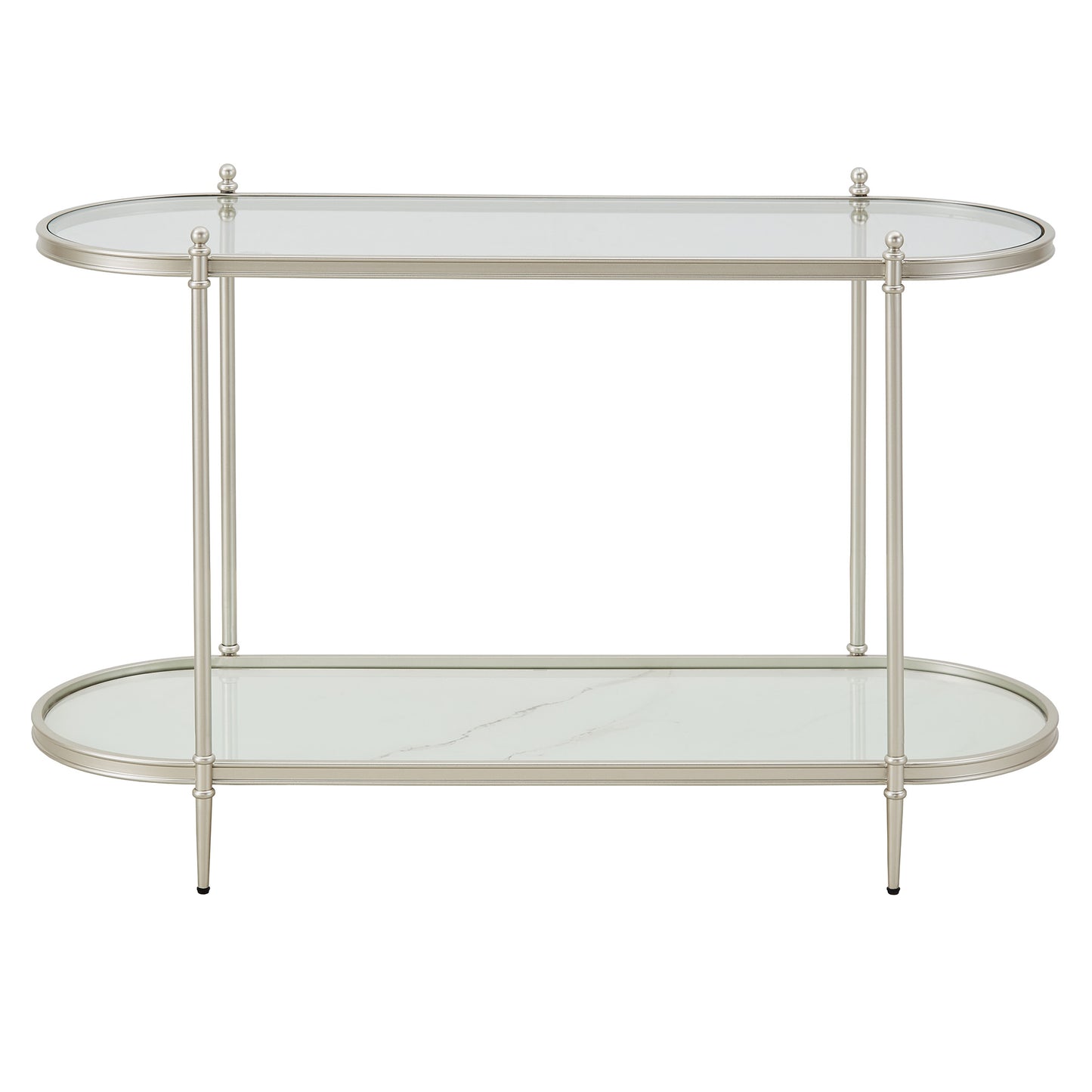 Champagne Silver Metal & Glass Sofa Table - Sofa Table