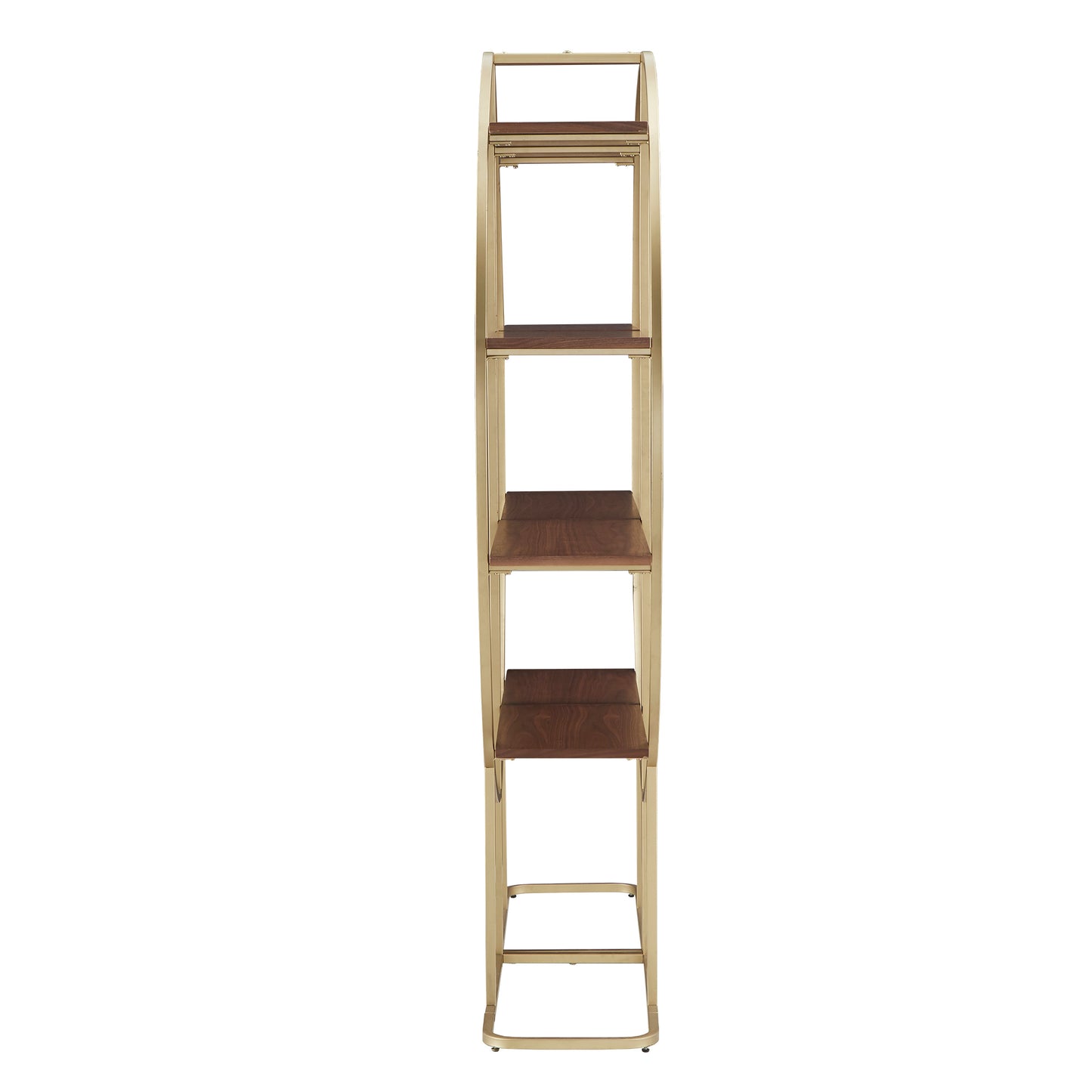 Natural Finish Gold Metal Half Moon Bookcase - Two Bookcases