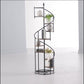 Black Finish Metal Spiral Staircase Display Shelf