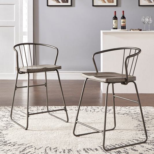 Iron and Grey Finish Counter Height Chairs (Set of 2)