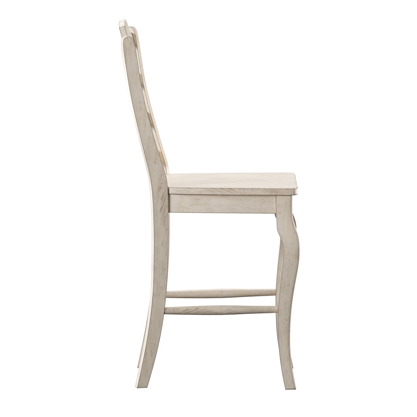 French Ladder Back Wood Counter Height Chairs (Set of 2) - Antique White