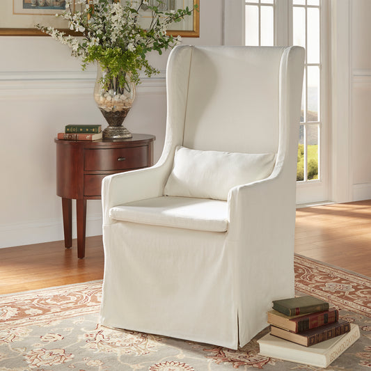 Slipcovered Wingback Parson Chair - Cream