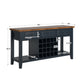 Local Pickup Only - Two-Tone Wood Wine Rack Buffet Server - Oak Finish Top with Antique Denim Finish Base