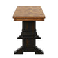 Two-Tone Trestle Leg Wood Dining Bench - Oak Top with Antique Black Base