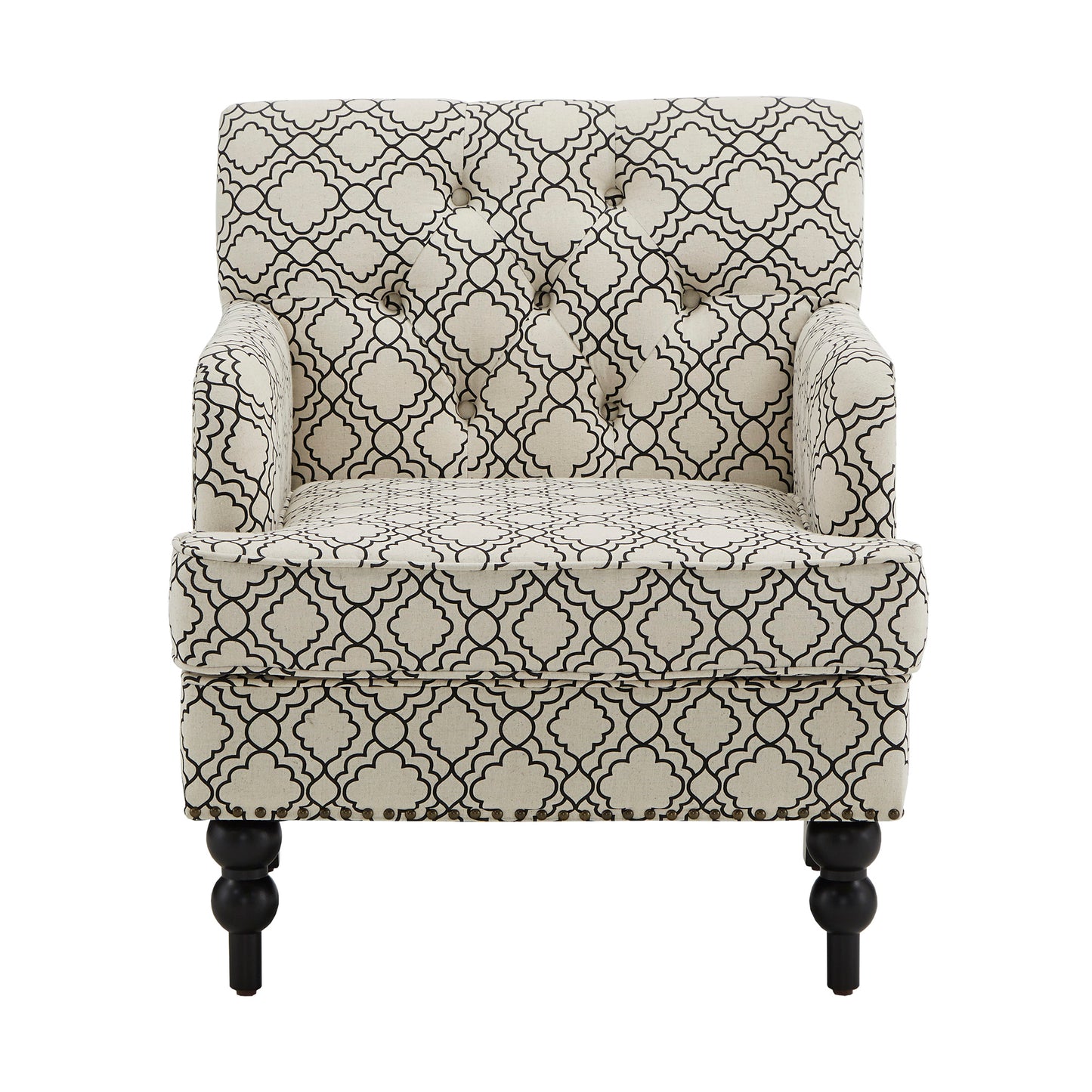 Fabric Tufted Club Chair - Moroccan Print