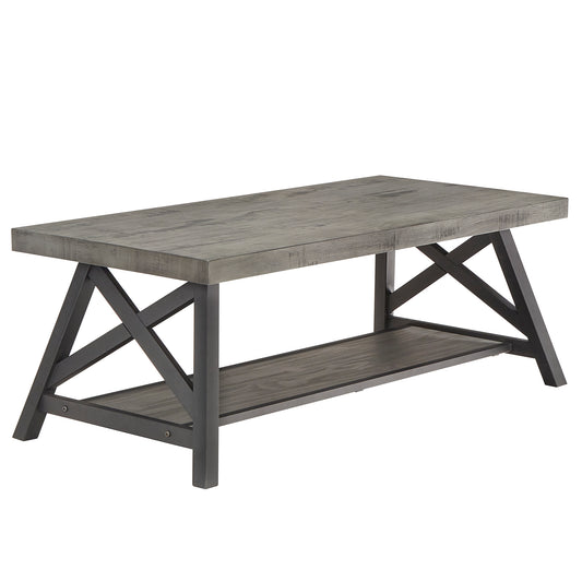 Rustic X-Base Accent Tables - Grey Finish, Coffee Table Only