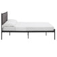 Metal Platform Bed with Tufted Linen Headboard - Full (Full Size)