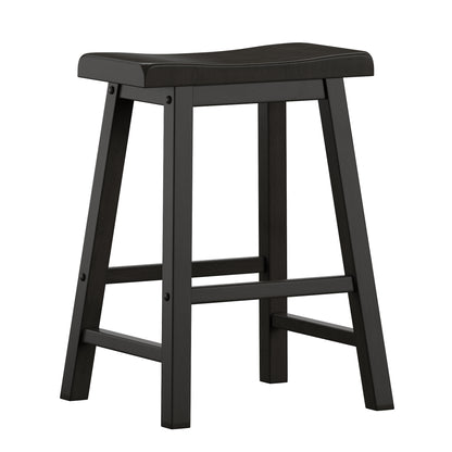 Saddle Seat Counter Height Backless Stools (Set of 2) - Vulcan Black Finish