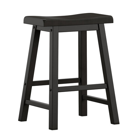 Saddle Seat 24" Counter Height Backless Stools (Set of 2) - Vulcan Black Finish