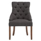 Linen Curved Back Tufted Dining Chairs (Set of 2) - Dark Grey Linen