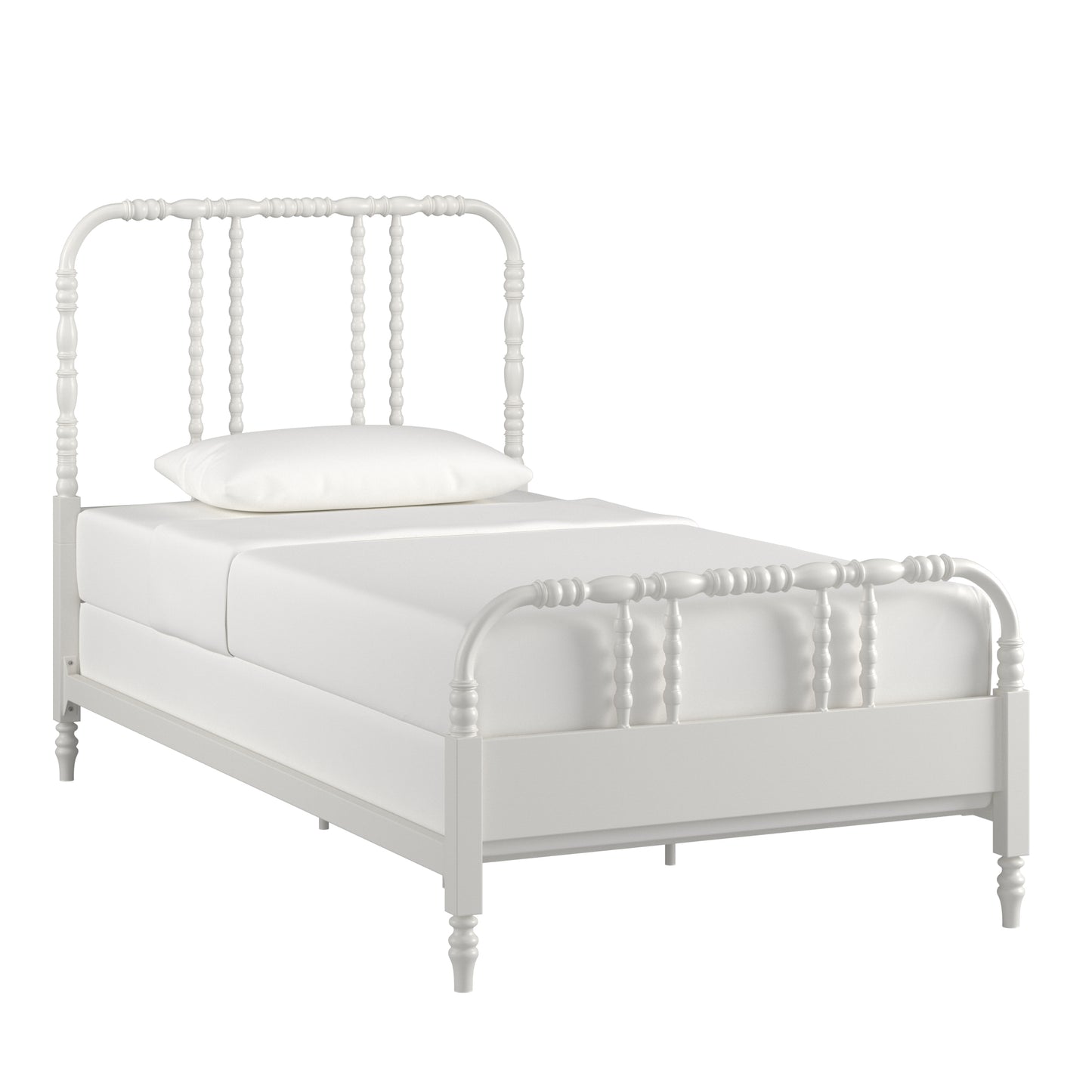 Metal Spool Bed - White, Twin (Twin Size)