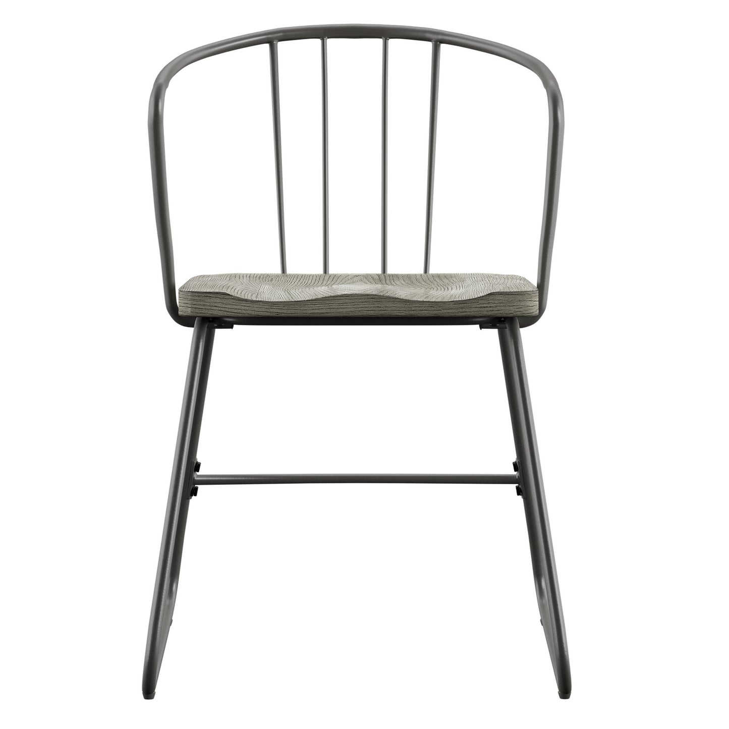 Iron and Grey Finish Dining Chairs (Set of 2)