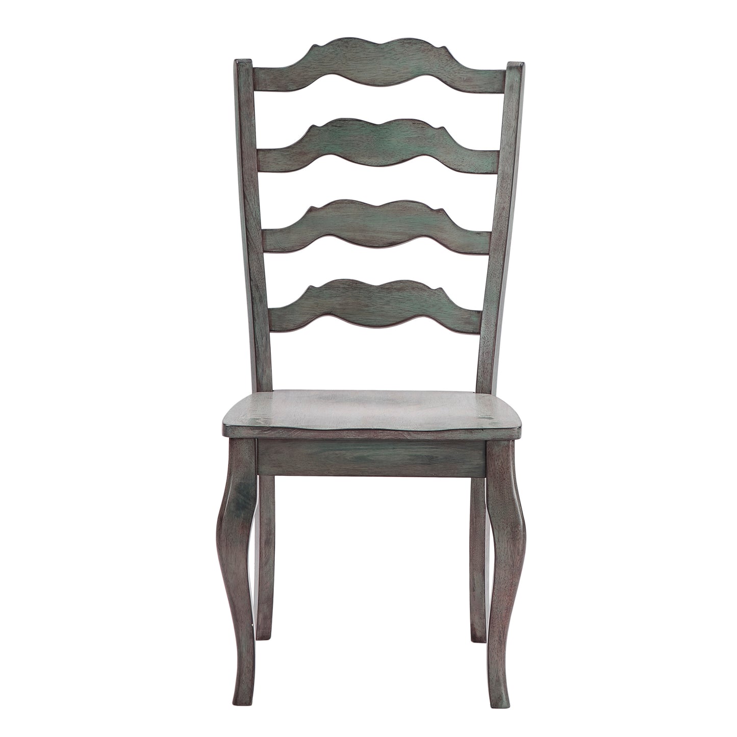 French Ladder Back Wood Dining Chairs (Set of 2) - Antique Sage Green