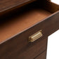 36" Wide 5 - Drawer Campaign Chest - Walnut Finish, Gold Accent