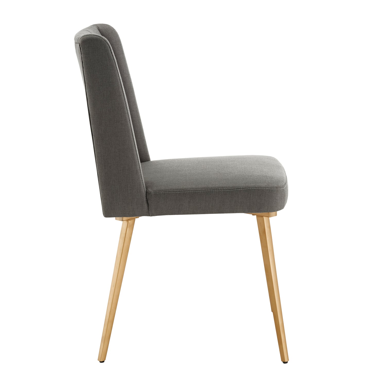 Gold Finish Fabric Dining Chairs (Set of 2) - Dark Grey Fabric