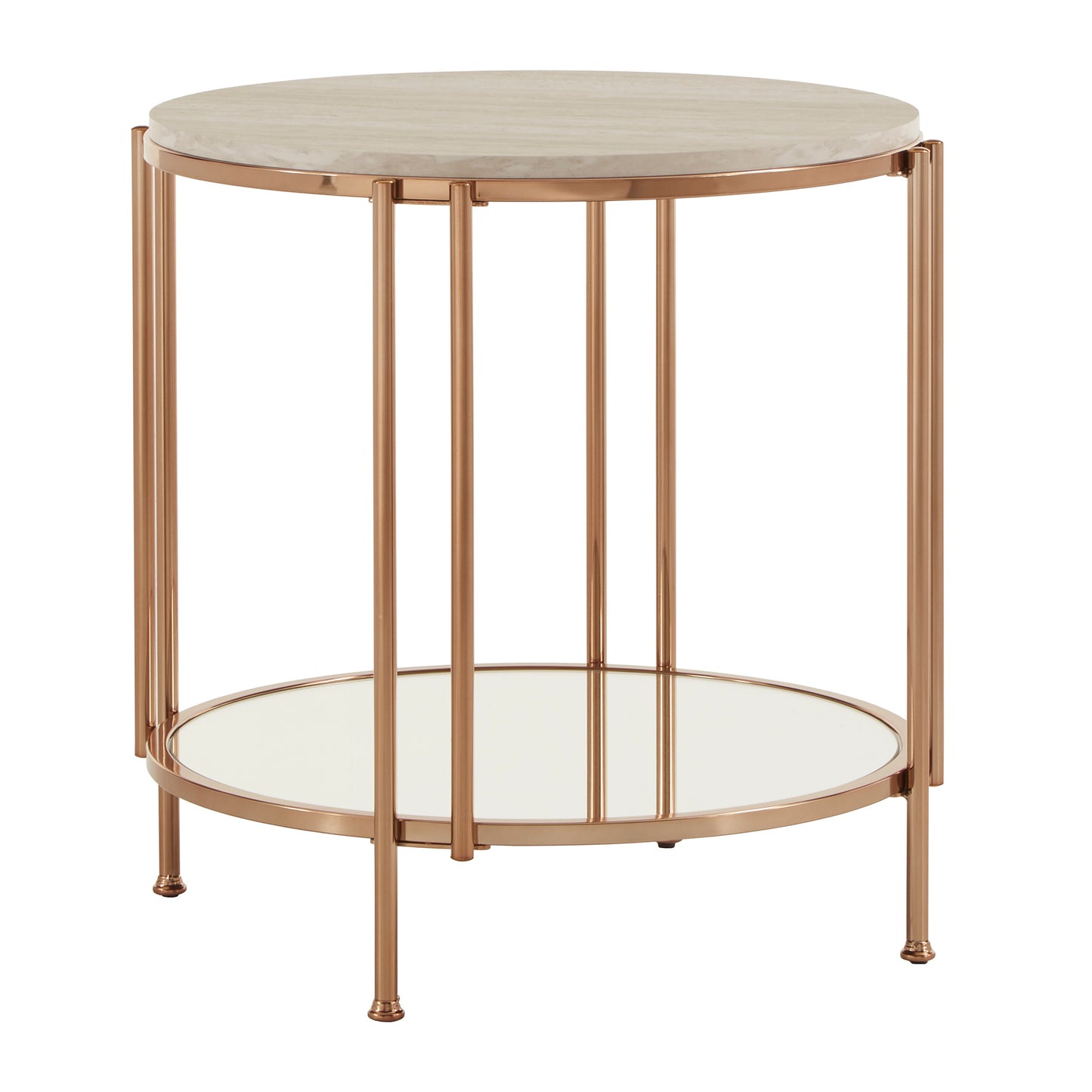 Champagne Gold Finish End Table - End Table